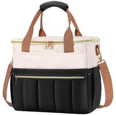 Immagine prodotto di Borsa termica per il pranzo, con ampia apertura, 14,7 litri, colore nero e bianco