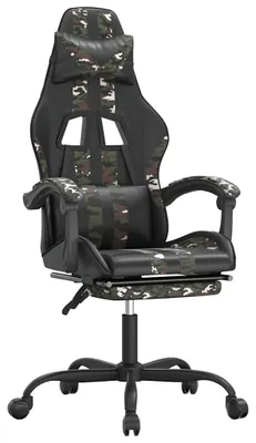 Produktbild von vidaXL Gaming-Stuhl mit Fußstütze Schwarz und Tarnfarben Kunstleder