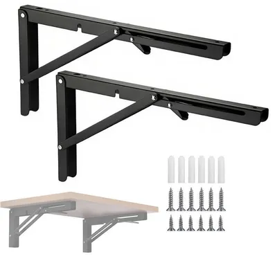 Zdjęcie produktu dla Składane uchwyty do półek, solidny montaż na ścianie, 35 cm, stal nierdzewna, udźwig 80 kg