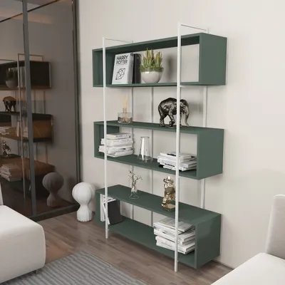 Produktbild von Skye Decor, Bruti - Green, White, Bücherregal, Grün, 100 % MELAMINBESCHICHTETE SPANPLATTEN, 120 x 29,6 x 180 cm