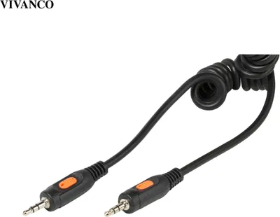 Produktbild von VIVanco™Hochwertiges Audio Kabel, Klinkenverbindung 3,5mm, Spiralkabel bis 1m, in Schwarz