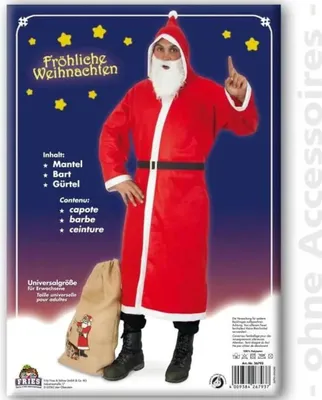 Obrázek produktu pro Kostým Otce Vánoc Jednoduchý kabát s páskem a vousy pro muže
