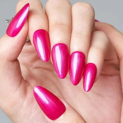 Productafbeelding van Kunstmatige nagels, amandelvorm, felroze, 24 stuks, herbruikbaar, gel, stiletto-stijl, glanzend