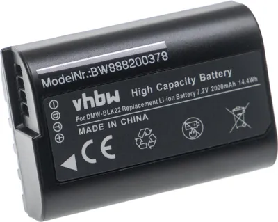 Produktbild von vhbw Akku Ersatz für Panasonic DMW-BLK22, DMW-BLK22GK für Kamera (2000 mAh, 7,2 V, Li-Ion)