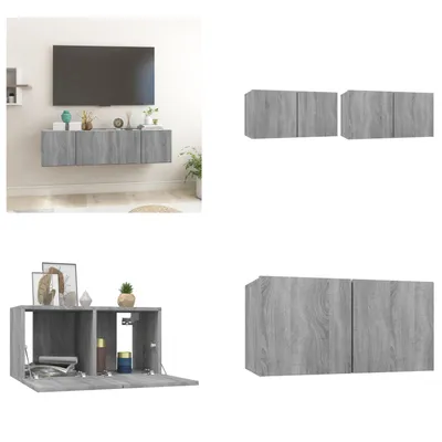 Produktbild von vidaXL TV Wandschrank Grau Sonoma 2 Stk. 60x30x30 cm Holzwerkstoff - TV-Wandschrank - TV-Wandschränke - TV-Schrank - TV-Möbel