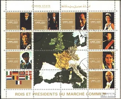 Produktbild von Briefmarken Ajman 1972 Mi 2596-2604 Kleinbogen (kompl.Ausg.) gestempelt Staatsoberhäupter