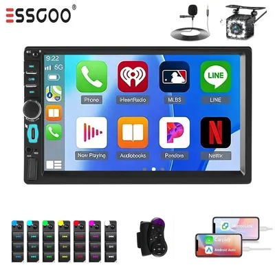 Produktbild von Autoradio 2 DIN 7 Zoll Touchscreen Bluetooth Carplay Android Auto FM Radio USB AUX mit Rückfahrkamera Freisprechanlage 4x60W Mirror Link Doppel DIN Einbau
