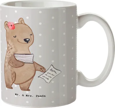 Produktbild von Mr. & Mrs. Panda Tasse Steuerberaterin Herz - Grau Pastell - Geschenk, cappuccinotasse, kaffeebecher keramik, Teebecher, kaffeetasse bedruckt