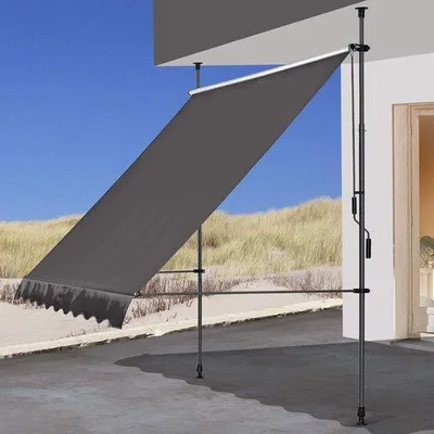 Productafbeelding van Famanu balkonmarkies met uitschuifbaar zonnedak - 250x130 cm, grijs