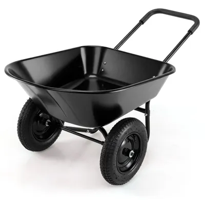 Image de Brouette à deux roues COSTWAY 78 L, 100 kg, avec fonction de basculement et pneus en caoutchouc plein, brouette de jardin, brouette de chantier, brouette de transport, en métal, 64 x 138 x 65 cm