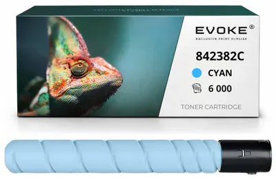 Produktbild von Evoke Toner-Kompatibilkartusche für den Ricoh-Drucker 842602 842383, Cyan, 6.000 Seiten, kompatibel mit IMC300 und IMC300F