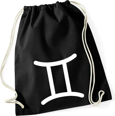 Produktbild von Huuraa Turnbeutel Zwillinge Sternzeichen Zeichen 12 Liter Black Baumwolle Rucksack Geschenkidee