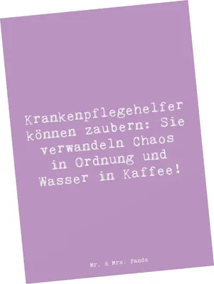 Produktbild von Mr. & Mrs. Panda Postkarte Spruch Krankenpflegehelfer Zauberer - Lavendeltraum - Geschenk, Berufsleben, Ansichtskarten, personalisierte Geschenke, Grußkarte, Postkarten