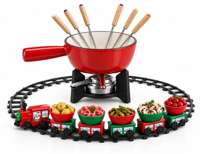 Image de Lot de 1 appareil à fondue avec son petit train de table Fackelmann