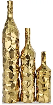 Image de Vase en céramique dorée, 49,8 cm, lot de 3, style bohème moderne