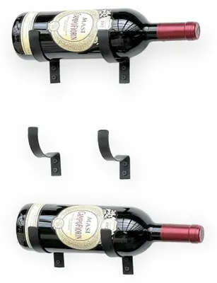 Produktbild von DanDiBo 6x Wandhaken Weinflaschen Flaschen Metall Schwarz 96347 Weinregal Haken DIY Wandregal Regal