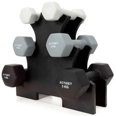 Produktbild von ACTIGET Hanteln im Ständer – 6er-Set mit 1–3 kg Gewichten für Fitness und Heimtraining