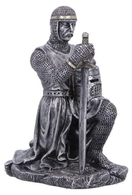 Ritterfigur knielend mit Schwert, 15 cm, handbemalt, Polyresin