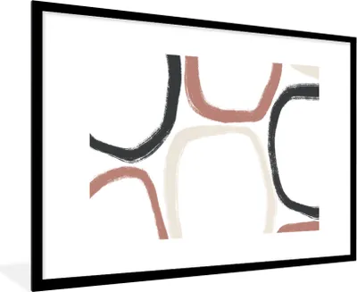 Produktbild von MuchoWow® Gerahmtes Poster Minimalismus - Geometrische Formen - Pastell - Muster 90x60 cm - Poster mit Schwarzem Bilderrahmen Wandposter Rahmen Foto Bilder - Wanddekoration - Fotos