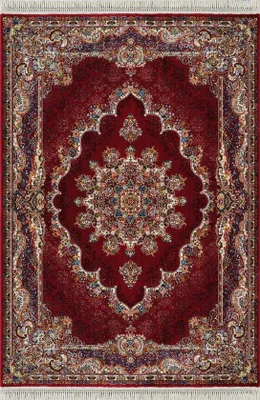 Zdjęcie produktu dla Unyqoos® Kwadratowy dywan w stylu orientalnym Isfahan – Klasyczny dywan vintage, czerwony, 300x300 cm, 100% poliester, 3000 g/m², 2 000 000 węzłów/m²