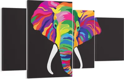 Produktbild von Bild auf Leinwand - Leinwandbild - Elefant spaß bunt tier - 120x70cm - Wand Bild - Wanddeko - Leinwanddruck - Bilder - Kunstdruck - Wanddekoration - Leinwand bilder - Wandkunst - DL120x70-2928