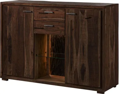 Produktbild von MASSIVMOEBEL24.DE Highboard Akazie 145x40x101 dunkelbraun lackiert BARK #214