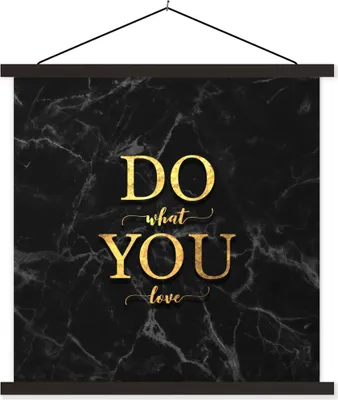 Produktbild von MuchoWow® Textilposter Zitate - Motivation - Gold - Marmor 60x60 cm mit schwarzem Rahmen - Posteraufhänger