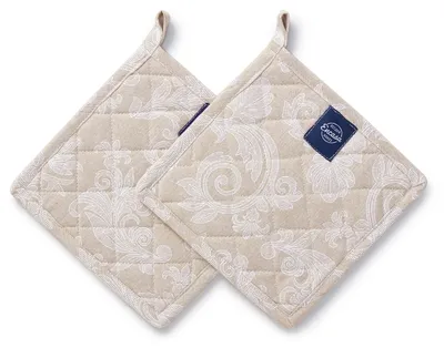 Topflappen Set 2er, 21 cm, Baumwolle, hitzebeständig, beige