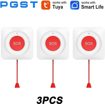 Image de Bouton d'urgence, alarme d'urgence, compatibilité avec les maisons intelligentes, 3 pièces
