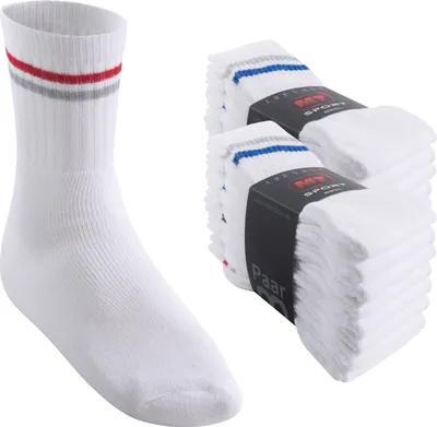 Produktbild von MT Sport- und Freizeitsocken für Damen und Herren (16 Paare) - Tennissocken - weiß bunt gestreift