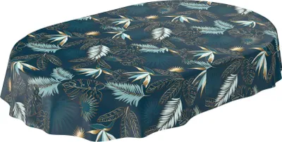 Produktbild von Tischdecke Wachstuch Blumen Grün Robust Wasserabweisend Oval Breite 140 cm Länge 200 cm
