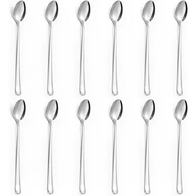 Produktbild von Latte Macchiato Löffel Set 12 Stück (19.7 cm) Longdrinklöffel aus Edelstahl Espressolöffel aus rostfreiem Stahl Spiegelpoliert Spülmaschinenfest