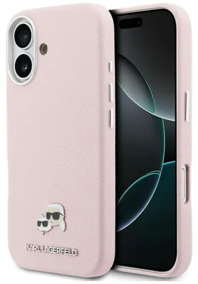 Immagine prodotto di Custodia Karl Lagerfeld Karl & Choupette     Head Pins Saffiano Magsafe per iPhone 17 Rosa