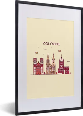Produktbild von MuchoWow® MuchoWow® Gerahmtes Poster Köln - Skyline - Deutschland 40x60 cm - Poster mit zchwarzem Bilderrahmen - Poster in Rahmen