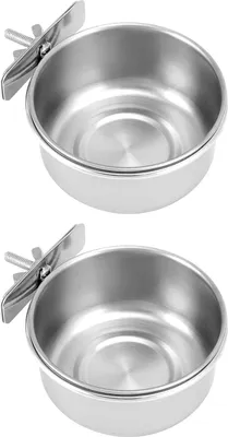 Produktbild von 2er-Set Edelstahl Vogel Futternapf zum Einhängen, Vogelkäfig Zubehör, Ratten Käfig Zubehör (10X4.5 cm)