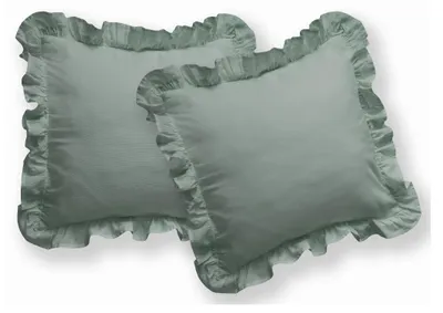 Produktbild von Baumwoll-Kissenbezug 40x40 Pure mit Rüsche Mint 2pcs
