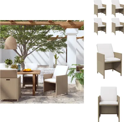 Produktbild von vidaXL Gartenstühle mit Kissen 4 Stk. Poly Rattan Beige -  Gartenstühle