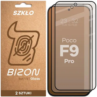 Produktbild von Mattes Hartglas für Xiaomi POCO F9 Pro, Bizon Glass Matte Duo, Schwarzer Rahmen, 2 Stück
