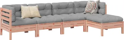 Imagen del producto de Conjunto de sofá de jardín de 5 piezas con cojines, fabricado en madera maciza de douglas