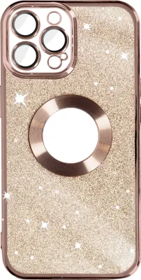 Produktbild von Avizar, Glitzer-Silikonhülle mit Chromumrandung für Apple iPhone 12 Pro, Champagnerrosa