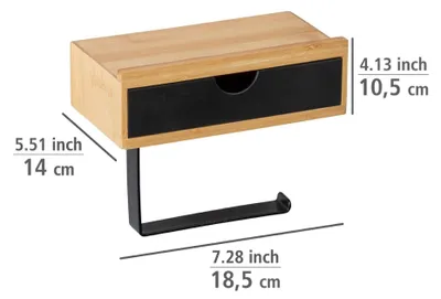Produktbild von WENKO Toilettenpapierrollenhalter Bambusa mit Schublade 18,5 x 14 x 10,5 cm