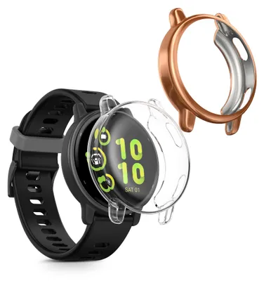 Produktbild von kwmobile 2x Silikon Hülle für Garmin vivoactive 5 / active 5 Schutzhülle - Fullbody Display Cover Set aus Silikon - Transparent Rosegold