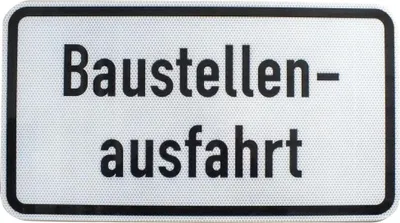 Produktbild von ORIGINAL RA2 Verkehrszeichen Nr. 1007-33 Baustellenausfahrt 330 x 600 mm StVO RSA-21 RAL Baustellenschild Verkehrsschild Straßenschild Zusatzschild Schild