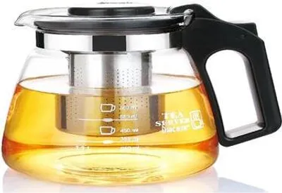 Produktbild von Glas Teekanne 1100 ml mit Edelstahl Siieb Teefilter Glaskanne Teebereiter