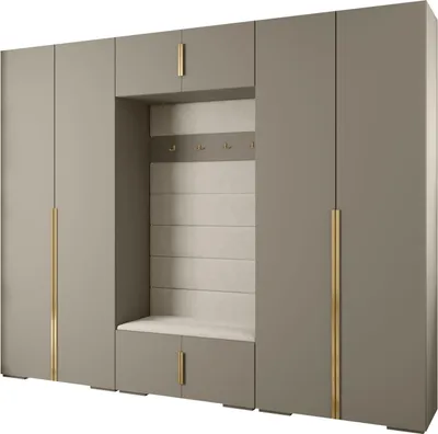 Produktbild von MEBLE KRYSPOL Inova 1 Möbelset Garderobe, 236,7x300x47cm - Kaschmir, Manila 02, Gold