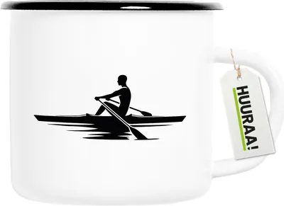 Produktbild von Huuraa Emaille Tasse Rudern Rowing 300ml Vintage Campingbecher Geschenkidee