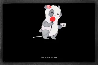 Produktbild von Mr. & Mrs. Panda fußmatte Sportreporterin Herz 50 x 75 cm - Schwarz - Geschenk, Fußabtreter, abstreifer, Outdoor-Matte, Schuhabstreifer, Schmutzfangmatte