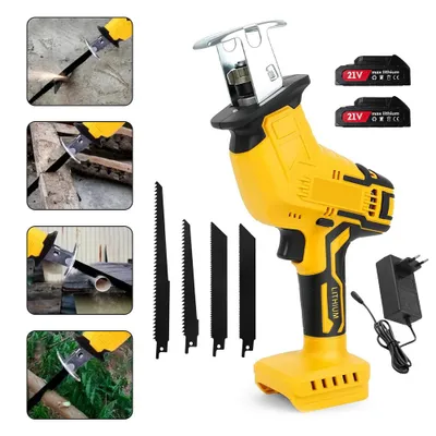 Produktbild von Mini Kettensäge mit 2x Akku 2.0Ah Akku Kettensäge Handgeführte elektrische Säge Handkettensäge Akku für Gartenscheren Astschere Holzsc