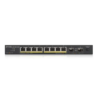 Produktbild von Zyxel GS1100-10HP - Switch - unmanaged - 8 x 10/100/1000 (PoE+) + 2 x Gigabit SFP - Desktop, wandmontierbar - PoE+ (130 W)