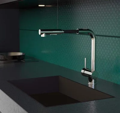 Produktbild von Wasserhahn mit hohem Auslauf und Spülbrunnen - Chrom